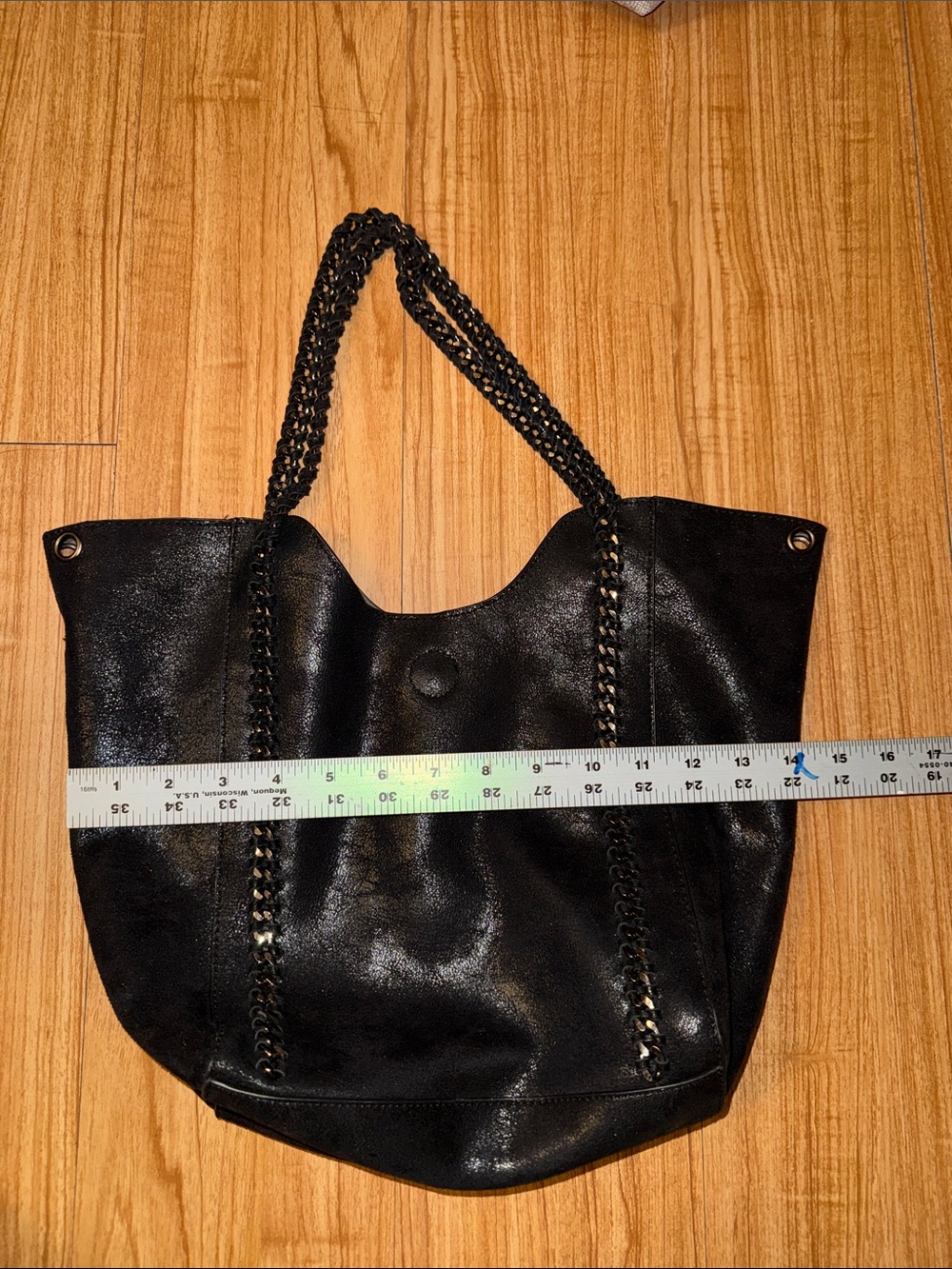Street Level Black Chain-Trim Tote